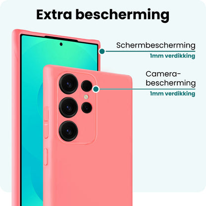 Forterra Samsung S25 Ultra Hoesje Siliconen Backcover Lichtgewicht - Licht Roze