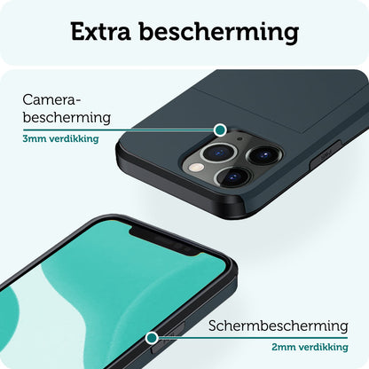Forterra iPhone 11 Pro Hoesje Kaarthouder Hard Case Shockproof - Donkerblauw