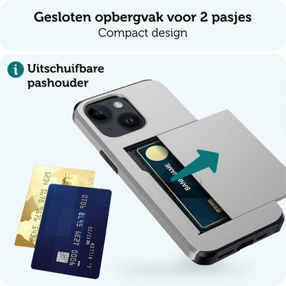 Forterra iPhone 15 Plus Hoesje Kaarthouder Hard Case Shockproof - Grijs