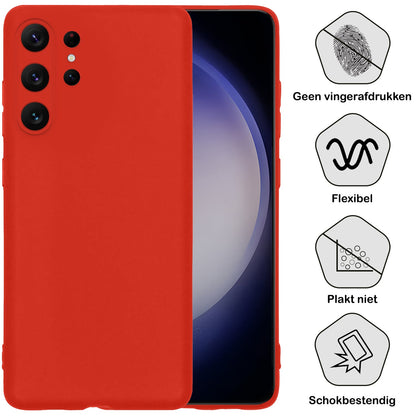 Forterra Samsung S23 Ultra Hoesje Siliconen Backcover Lichtgewicht - Rood