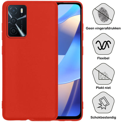 Forterra OPPO A16 Hoesje Siliconen Backcover Lichtgewicht - Rood
