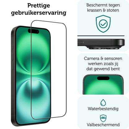 Forterra iPhone 16 Screenprotector Gehard Glas - Full Screen