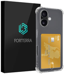 Forterra iPhone 17 Hoesje Kaarthouder Backcover Shockproof - Transparant