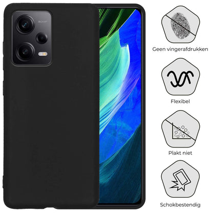 Forterra Xiaomi Redmi Note 12 Pro Hoesje Siliconen Backcover Lichtgewicht - Zwart