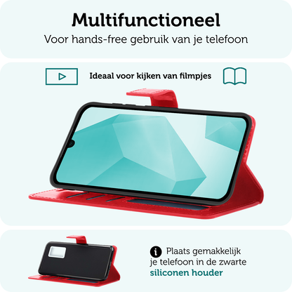 Forterra Samsung A16 Hoesje Bookcase Cover met Kaarthouder - Rood
