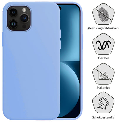 Forterra iPhone 15 Pro Hoesje Siliconen Backcover Lichtgewicht - Lichtblauw