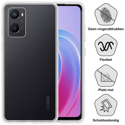 Forterra OPPO A76 Hoesje Siliconen Backcover Lichtgewicht - Transparant