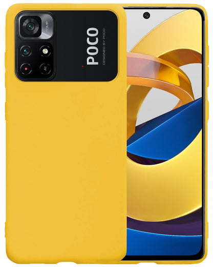 Forterra Xiaomi Poco M4 Pro 5G Hoesje Siliconen Backcover Lichtgewicht - Geel
