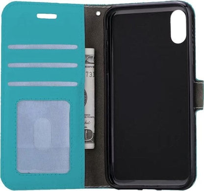 Forterra iPhone X Hoesje Bookcase Cover met Kaarthouder - Turquoise