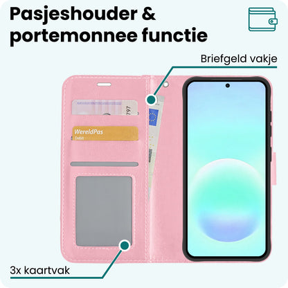 Forterra Samsung A57 Hoesje Bookcase Cover met Kaarthouder - Lichtroze