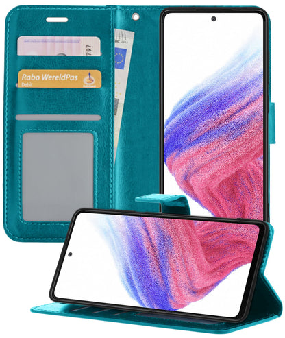 Forterra Samsung A53 Hoesje Bookcase Cover met Kaarthouder - Turquoise