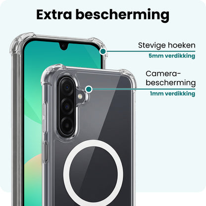Forterra Samsung A26 Hoesje Geschikt voor Magsafe Backcover Shockproof - Transparant