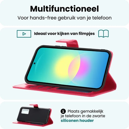 Forterra Samsung A27 Hoesje Bookcase Cover met Kaarthouder - Donkerroze
