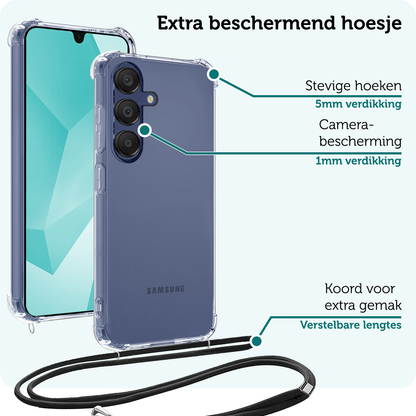 Forterra Samsung A16 Hoesje met Koord Backcover Shockproof - Transparant