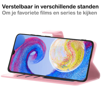 Forterra Samsung A04s Hoesje Bookcase Cover met Kaarthouder - Lichtroze