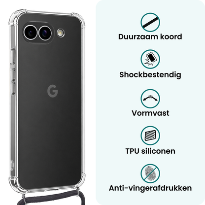 Forterra Google Pixel 9a Hoesje met Koord Backcover Shockproof - Transparant