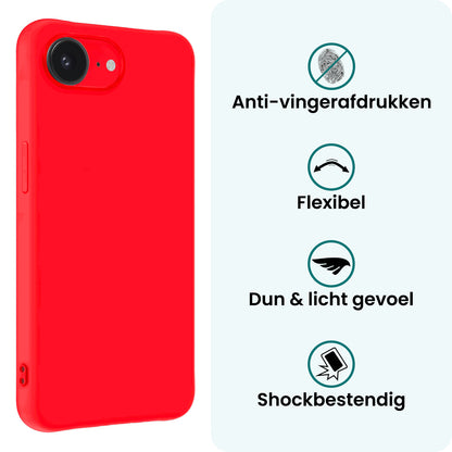 Forterra iPhone 16e Hoesje Siliconen Backcover Lichtgewicht - Rood