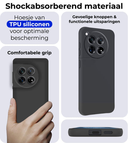 Forterra OnePlus 12 Hoesje Siliconen Backcover Lichtgewicht - Zwart