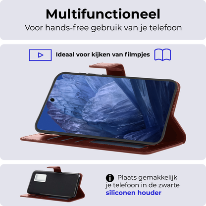 Forterra Google Pixel 8a Hoesje Bookcase Cover met Kaarthouder - Bruin