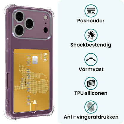 Forterra iPhone 18 Pro Hoesje Kaarthouder Backcover Shockproof - Transparant