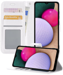 Forterra Samsung A02s Hoesje Bookcase Cover met Kaarthouder - Wit
