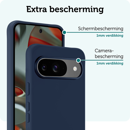 Forterra Google Pixel 9 Hoesje Siliconen Backcover Lichtgewicht - Donkerblauw