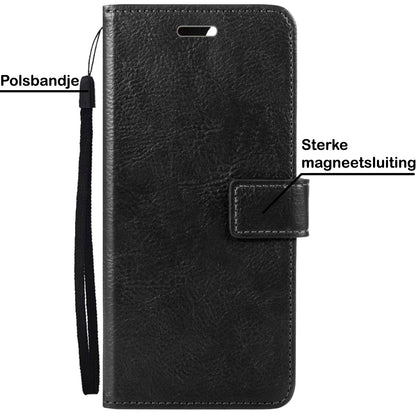 Forterra OPPO A16 Hoesje Bookcase Cover met Kaarthouder - Zwart