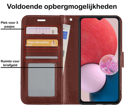 Forterra Samsung A13 4G Hoesje Bookcase Cover met Kaarthouder - Bruin