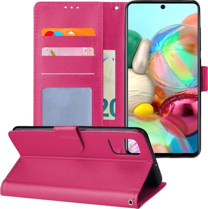 Forterra Samsung A71 Hoesje Bookcase Cover met Kaarthouder - Donkerroze
