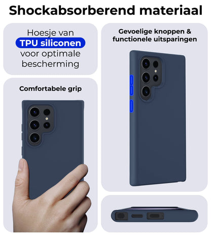Forterra Samsung S24 Ultra Hoesje Siliconen Backcover Lichtgewicht - Donkerblauw