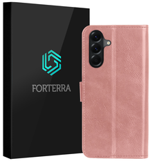 Forterra Samsung A36 Hoesje Bookcase Cover met Kaarthouder - Rosé goud