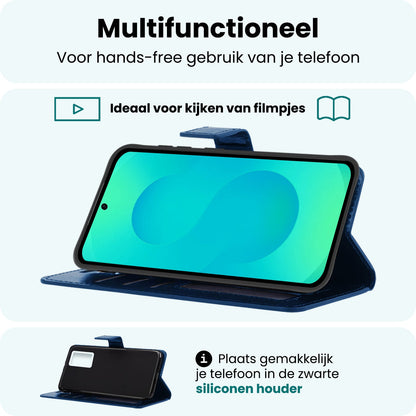Forterra Samsung S25 Hoesje Bookcase Cover met Kaarthouder - Donkerblauw