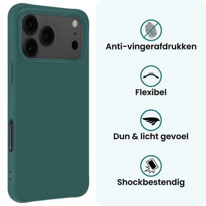 Forterra iPhone 17 Pro Max Hoesje Siliconen Backcover Lichtgewicht - Donkergroen