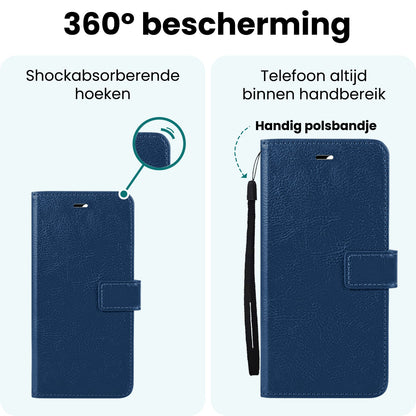 Forterra iPhone 16e Hoesje Bookcase Cover met Kaarthouder - Donkerblauw