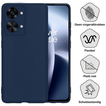 Forterra OnePlus Nord 2T Hoesje Siliconen Backcover Lichtgewicht - Donkerblauw