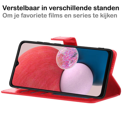 Forterra Samsung A13 4G Hoesje Bookcase Cover met Kaarthouder - Rood