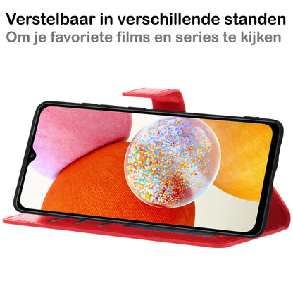 Forterra Samsung A14 Hoesje Bookcase Cover met Kaarthouder - Rood