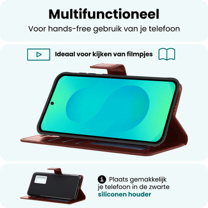 Forterra Samsung S25 Plus Hoesje Bookcase Cover met Kaarthouder - Bruin