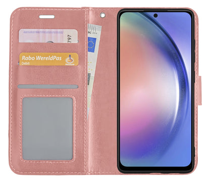 Forterra Samsung A54 Hoesje Bookcase Cover met Kaarthouder - Rosé goud