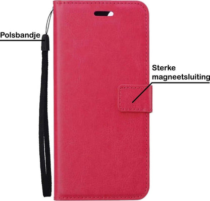 Forterra Samsung A32 4G Hoesje Bookcase Cover met Kaarthouder - Donkerroze