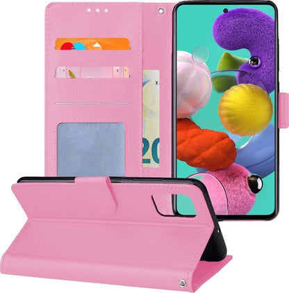 Forterra Samsung A51 Hoesje Bookcase Cover met Kaarthouder - Lichtroze