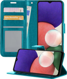Forterra Samsung A22 5G Hoesje Bookcase Cover met Kaarthouder - Turquoise