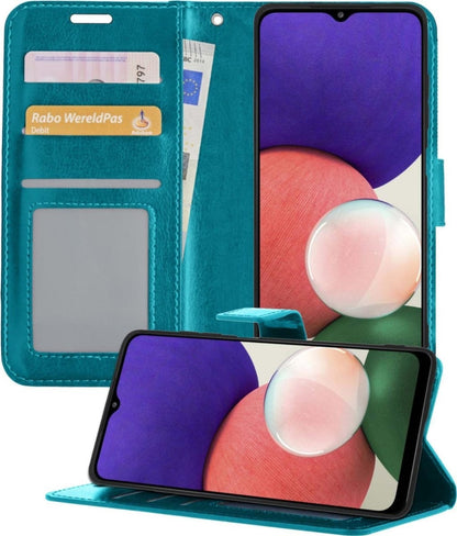 Forterra Samsung A22 5G Hoesje Bookcase Cover met Kaarthouder - Turquoise