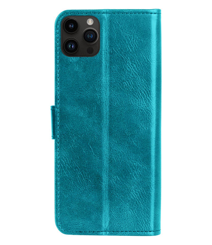 Forterra iPhone 15 Pro Max Hoesje Bookcase Cover met Kaarthouder - Turquoise