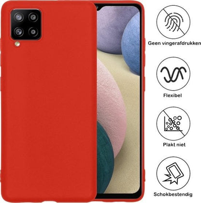 Forterra Samsung A12 Hoesje Siliconen Backcover Lichtgewicht - Rood