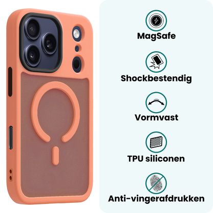 Forterra iPhone 17 Pro Max Hoesje Geschikt voor Magsafe Backcover Shockproof - Perzik