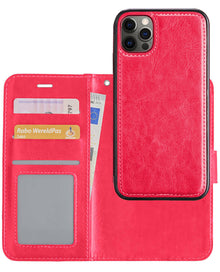 Forterra iPhone 12 Pro Max Hoesje Bookcase Cover Uitneembaar - Donkerroze