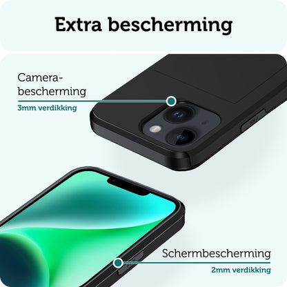 Forterra iPhone 14 Plus Hoesje Kaarthouder Hard Case Shockproof - Zwart