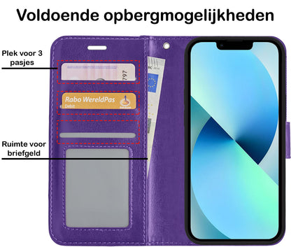 Forterra iPhone 14 Plus Hoesje Bookcase Cover met Kaarthouder - Paars