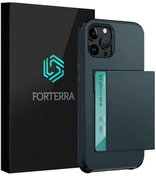 Forterra iPhone 15 Pro Max Hoesje Kaarthouder Hard Case Shockproof - Donkerblauw